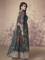 Peacock Blue Real Georgette Salwar Kameez